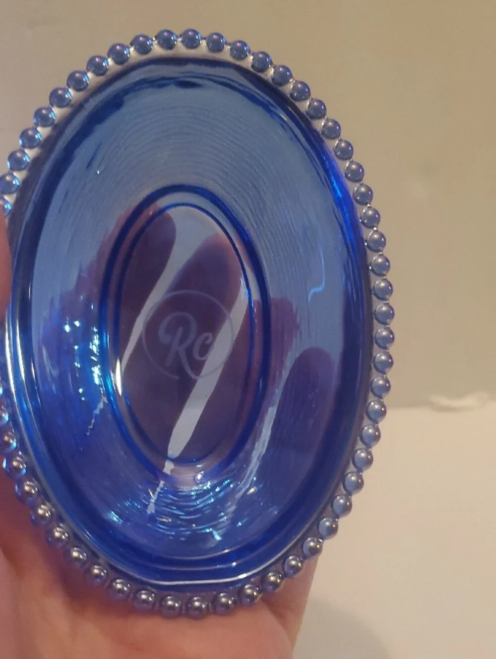 Rose's Closet Blue Carnival Glass Hen On Nest